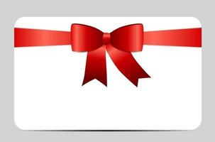 Gift Card with Red Ribbon and Bow. Vector illustration