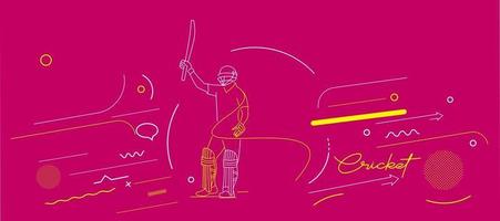 Cricket horizontal banner batsman championship background. vector