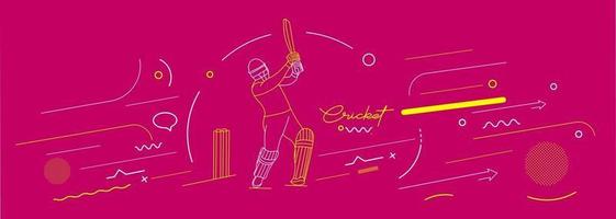 Cricket horizontal banner batsman championship background. vector