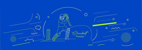 Fondo de campeonato de bateador de banner horizontal de cricket. vector