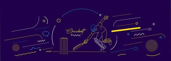 Cricket horizontal banner batsman championship background. vector