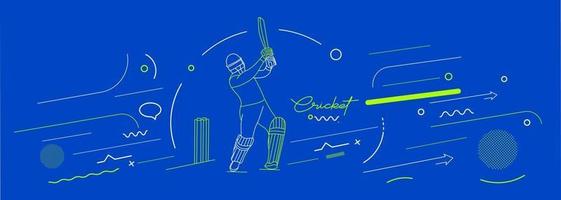 Cricket horizontal banner batsman championship background. vector