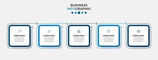 Plantilla de diseño infográfico con iconos y 5 opciones o pasos. vector