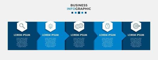 Plantilla de diseño infográfico con iconos y 5 opciones o pasos. vector