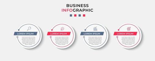 Plantilla de diseño infográfico con iconos y 4 opciones o pasos. vector