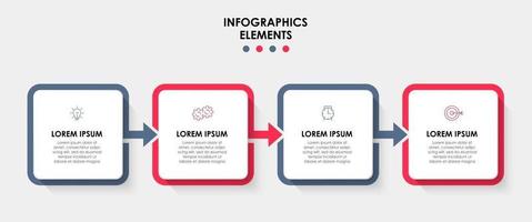 Plantilla de diseño infográfico con iconos y 4 opciones o pasos. vector