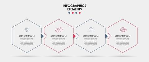 Plantilla de diseño infográfico con iconos y 4 opciones o pasos. vector