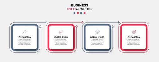 Plantilla de diseño infográfico con iconos y 4 opciones o pasos. vector