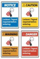 Warning Sign Lockout ,Tagout Required Before Entering vector