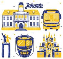 jakarta landmark in flat design style vector