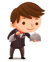 kids waiter in cute character style vector
