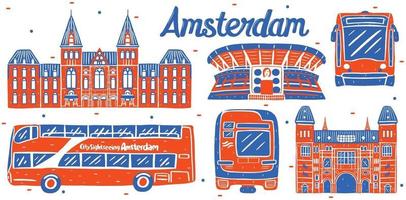 amsterdam landmark in flat design style vector