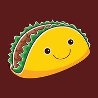 cute taco character in flat design style vector