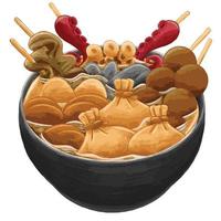 comida japonesa oden en estilo de diseño plano vector