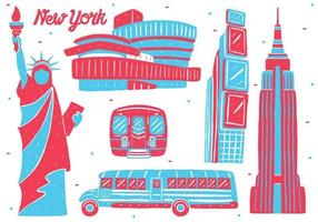 new york landmark in flat design style vector