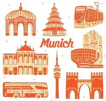 munich landmark in flat design style vector