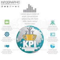 concepto de kpi de infografía con iconos de marketing. vector