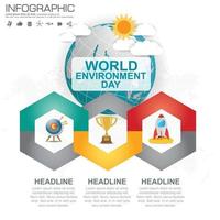 Earth globe with infographic vector. World Environment Day concept. vector