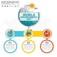 Earth globe with infographic vector. World Environment Day concept. vector