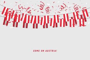 Austria garland flag with confetti on gray background. vector