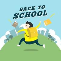 Happy student running go to school. vector