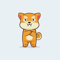 Lindo personaje de cara gruñona de perro shiba vector