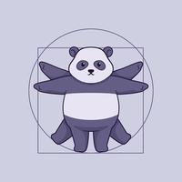 Cute panda vitruvian illustration concept vector