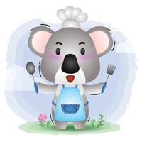 a cute little koala chef vector