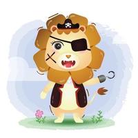 cute pirates lion vector illustration