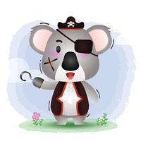 lindo, piratas, koala, vector, ilustración vector