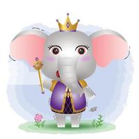 cute king elephant vector illustration