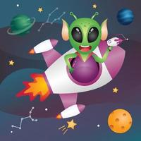 a Cute alien in the space galaxy vector