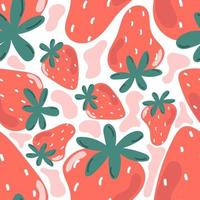 Cute seamless pattern of sweet strawberry. Nursery design. vector