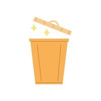 Waste basket, open trash can, bin in flat design. vector