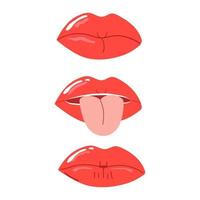 conjunto de labios de mujer. ilustración plana. vector