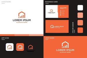 home logo with investment bar. Premium Vectors.