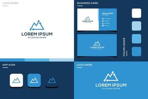 mountain shape logo with technology and investment models. vector