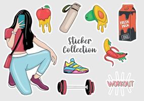 Colorful Hand drawn stickers collection vector