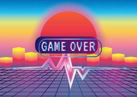 Game zone game icon on retro town background vector