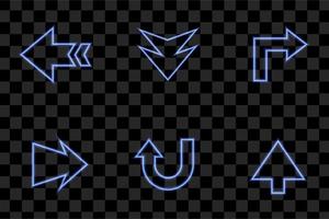 Set of blue arrow light effect collection isolated eps vector