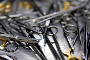 Surgical instruments black and white close-up photo