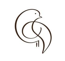 Continuous one line drawing dove bird. Flying pigeon logo vector