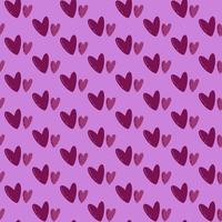 Cute seamless pattern with simple hand drawn cartoon violet hearts vector