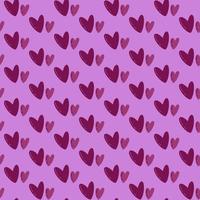 Cute seamless pattern with simple hand drawn cartoon violet hearts vector