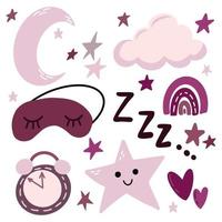 Clip art set of good night sleep nap vector design elements