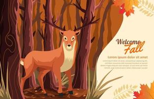 Deer in the Forest in Autumn Background vector