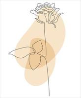 Rose Line art. Continuous line drawing. Abstract minimal flower design vector