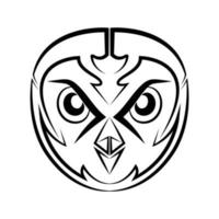 Black and white line art of owl head. vector