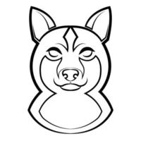 Black and white line art of shiba dog head. vector