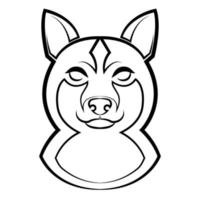 Black and white line art of shiba dog head. vector